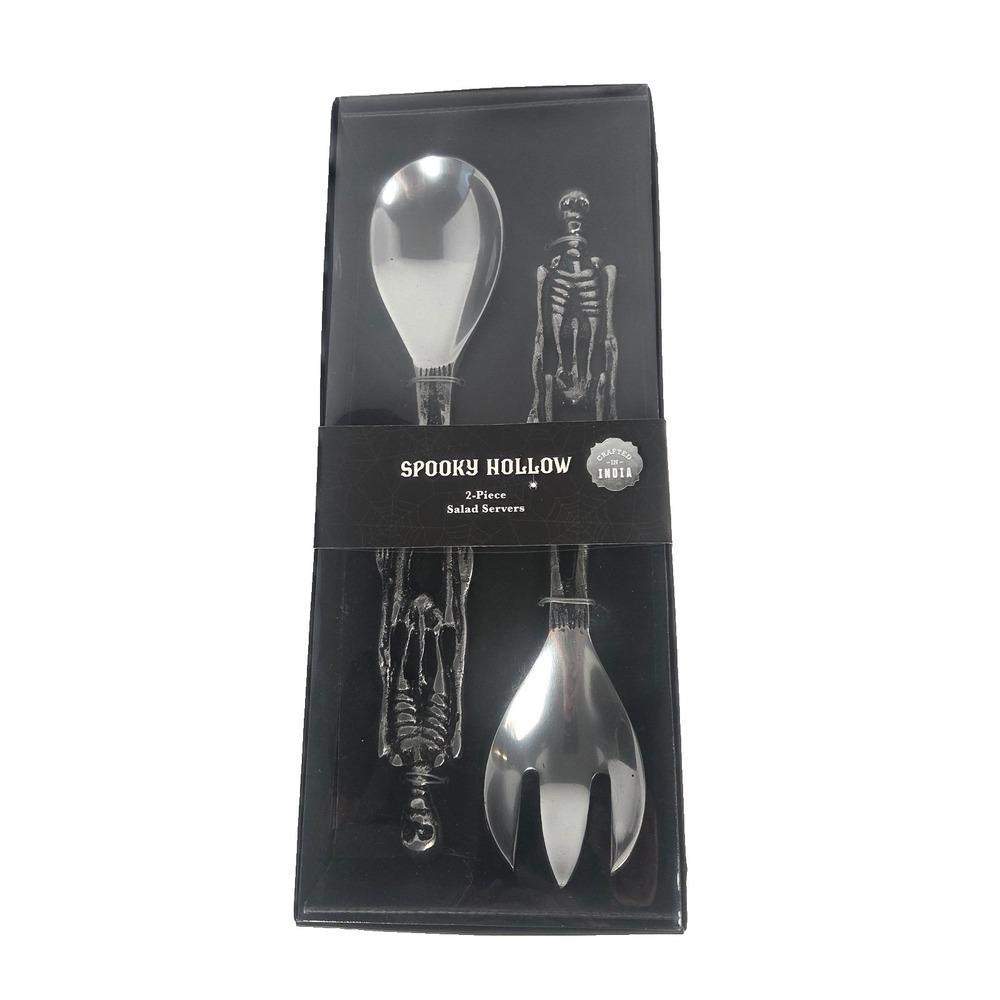 Skeleton Salad Servers Halloween 2 Piece Serving Spoon Fork Spooky Hollow India
